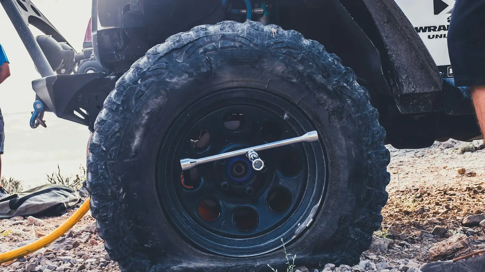 Flat tyre on a vehicle